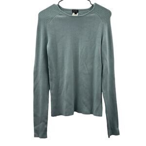 Michael Kors Silk Blend Light Blue Ribbed Long Sleeve Pullover Sweater‎ Sz M